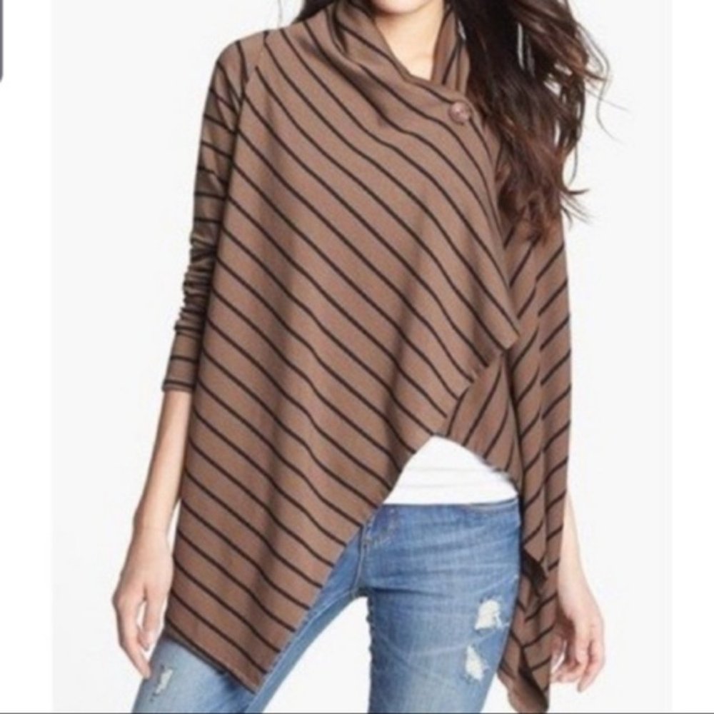 Bobeau One Button Wrap Cardigan